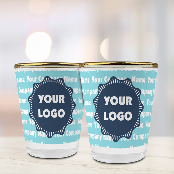 Logo & Company Name Glass Shot Glass - with gold rim - LIFESTYLE
