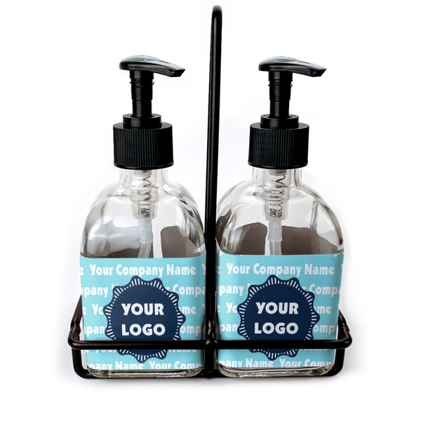 Custom Logo & Company Name Glass Soap & Lotion Bottle Set