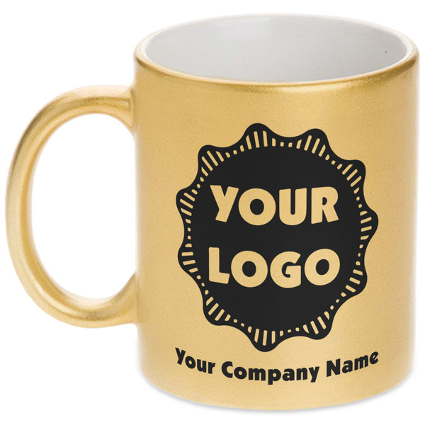 Custom Logo & Company Name Metallic Gold Mug