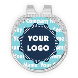 Logo & Company Name Golf Ball Marker - Hat Clip - Silver