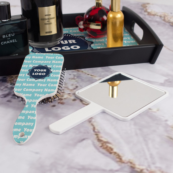 Logo & Company Name Hair Brush - With Hand Mirror