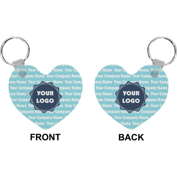 Logo & Company Name Heart Keychain (Front + Back)