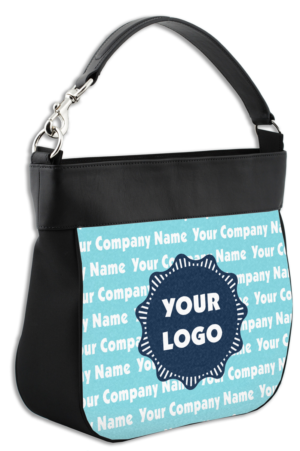 Logo & Company Name Hobo Purse w/ Genuine Leather Trim - Front (Personalized) - YouCustomizeIt