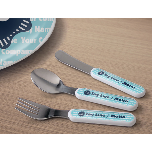 Logo & Company Name Kids Flatware w/ Plate