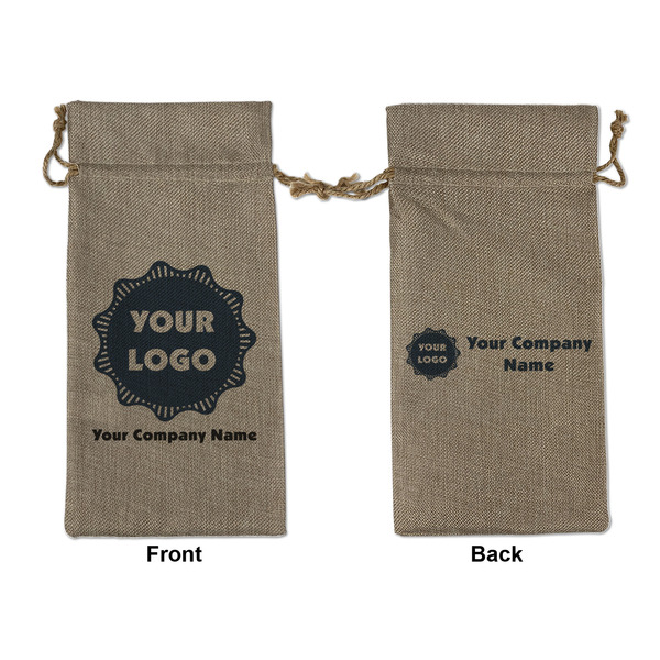 Custom Logo & Company Name Burlap Gift Bag - Large - Double-Sided