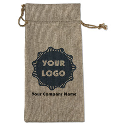 Logo & Company Name Burlap Gift Bag - Large - Single-Sided
