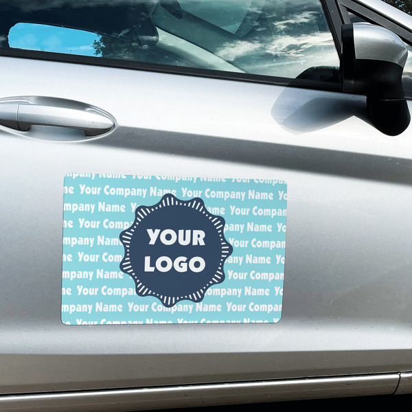 Logo & Company Name Large Rectangle Car Magnets- In Context