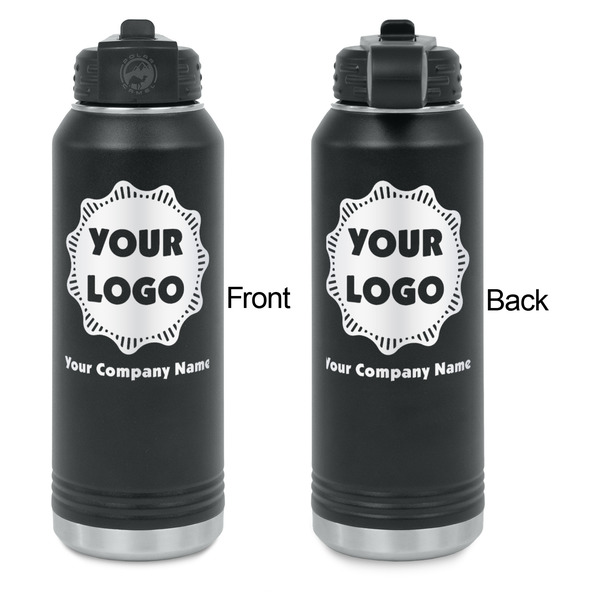 Logo & Company Name Laser Engraved Water Bottles - Front & Back Engraving - Front & Back View