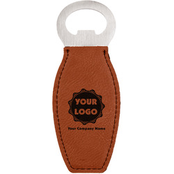 Logo & Company Name Leatherette Bottle Opener - Single-Sided