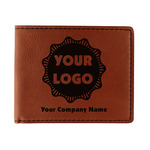 Logo & Company Name Leatherette Bifold Wallet - Single-Sided