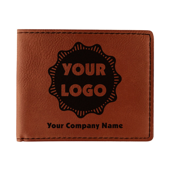 Custom Logo & Company Name Leatherette Bifold Wallet - Double-Sided