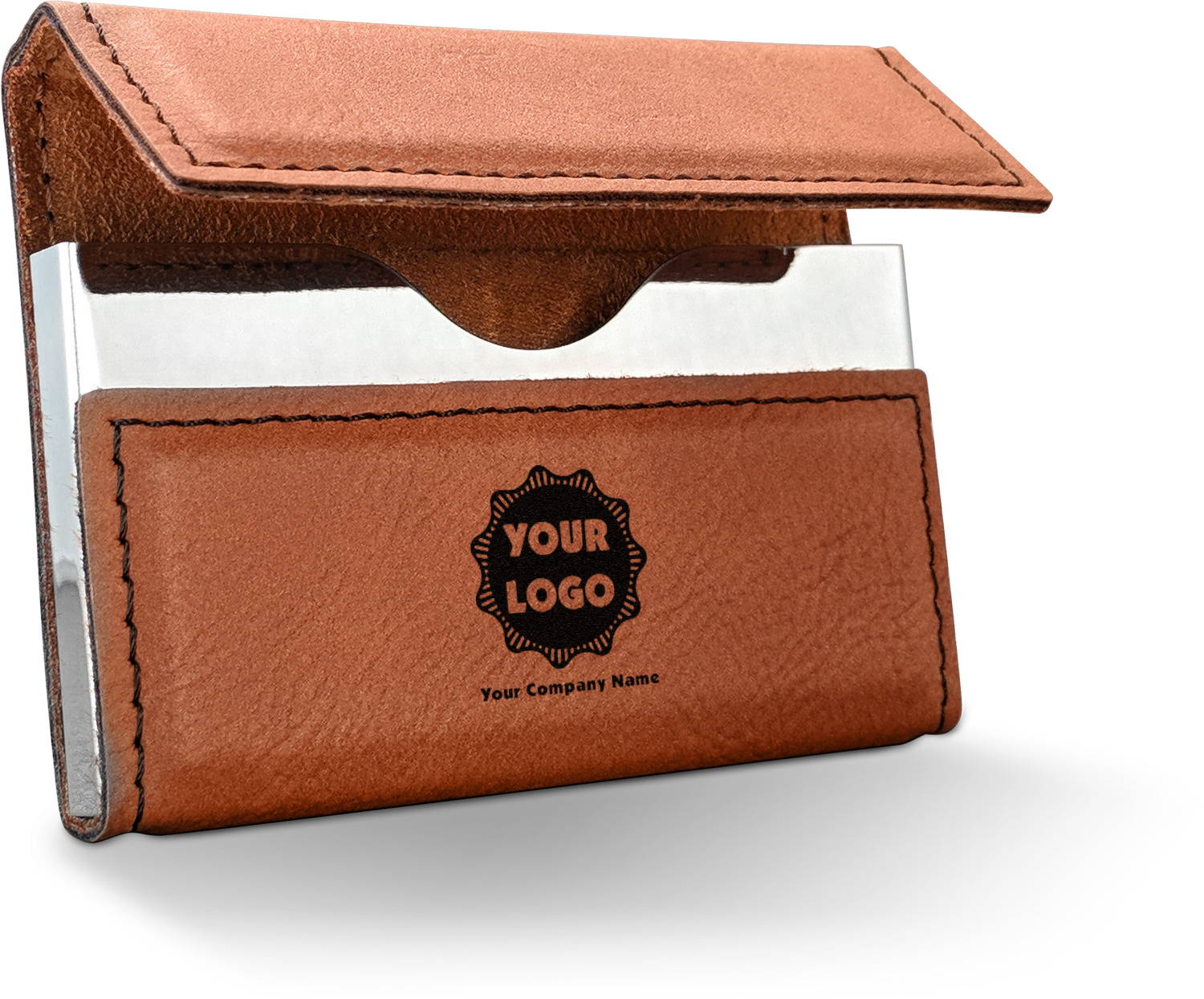 Logo & Company Name Leatherette Business Card Holder Double Sided