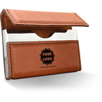 Logo & Company Name Leatherette Business Card Holder - Double-Sided