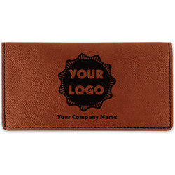 Logo & Company Name Leatherette Checkbook Holder - Double Sided (Personalized)
