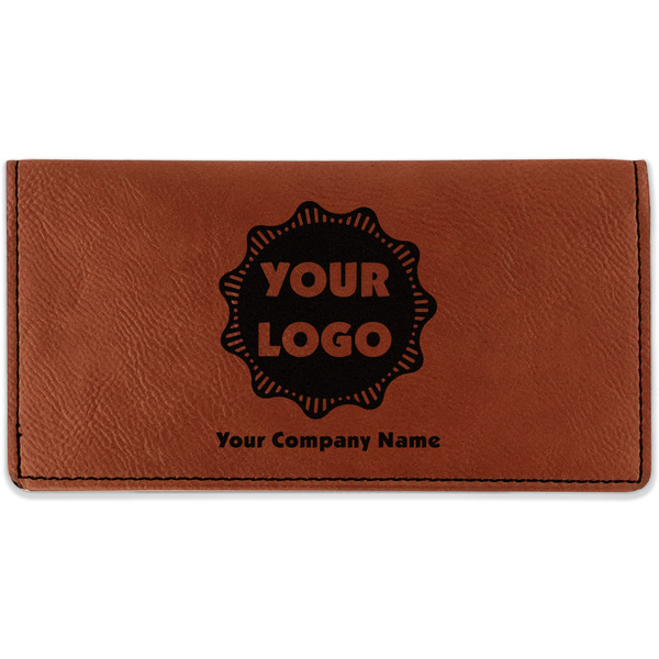 Custom Logo & Company Name Leatherette Checkbook Holder - Single-Sided
