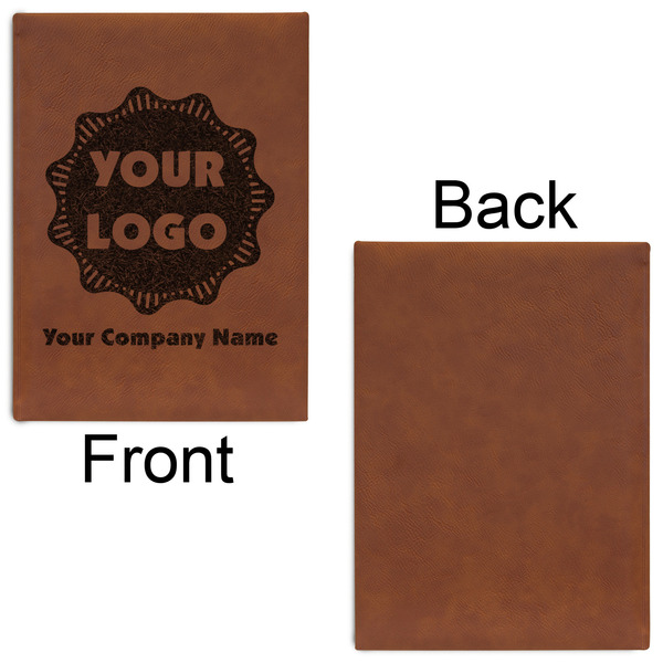 Logo & Company Name Leatherette Journal - Large - Single Sided - Front & Back View
