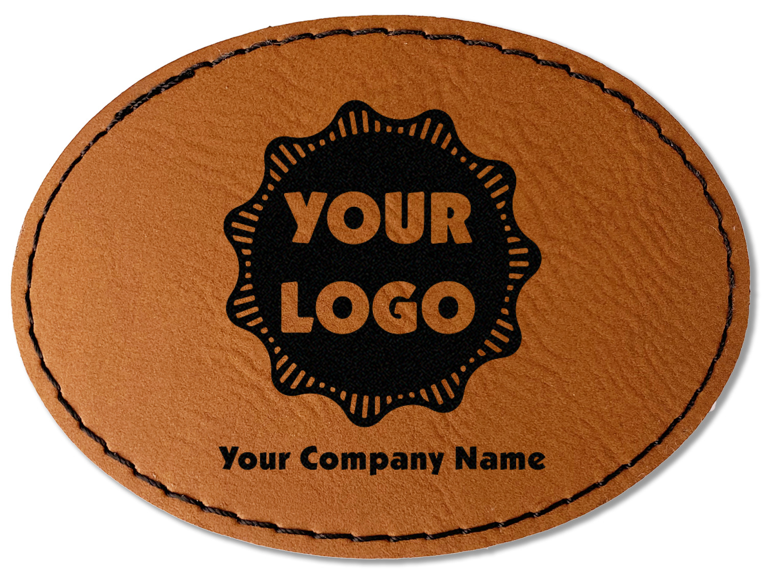 Logo & Company Name Faux Leather Iron On Patch Oval YouCustomizeIt