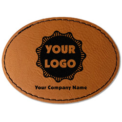 Logo & Company Name Faux Leather Iron On Patch - Oval