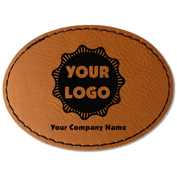 Custom Logo & Company Name Faux Leather Iron On Patch - Oval