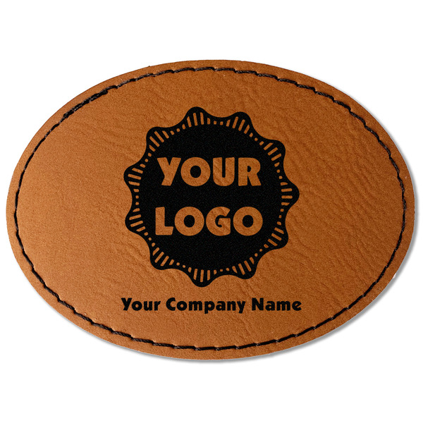 Logo & Company Name Leatherette Patches - Oval