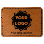 Logo & Company Name Faux Leather Iron On Patch - Rectangle