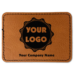 Logo & Company Name Faux Leather Iron On Patch - Rectangle