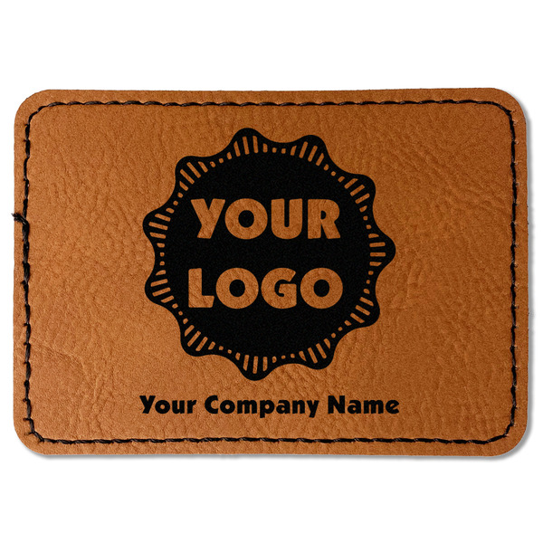 Custom Logo & Company Name Faux Leather Iron On Patch - Rectangle