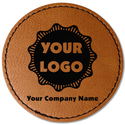 Logo & Company Name Faux Leather Iron On Patch - Round