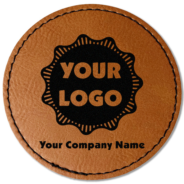 Logo & Company Name Leatherette Patches - Round