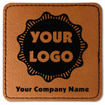 Logo & Company Name Faux Leather Iron On Patch - Square