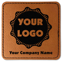 Logo & Company Name Faux Leather Iron On Patch - Square