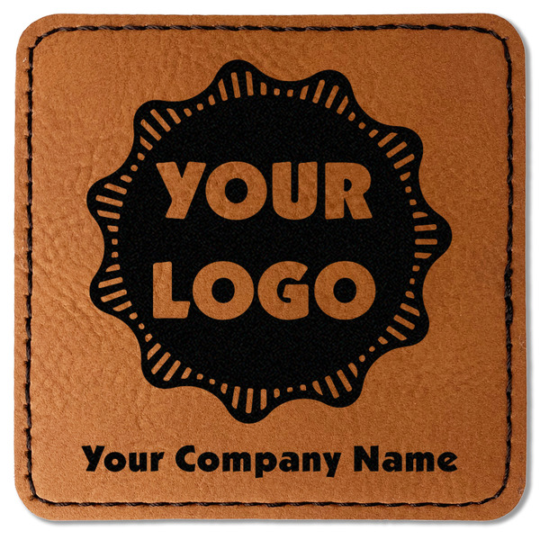 Logo & Company Name Leatherette Patches - Square