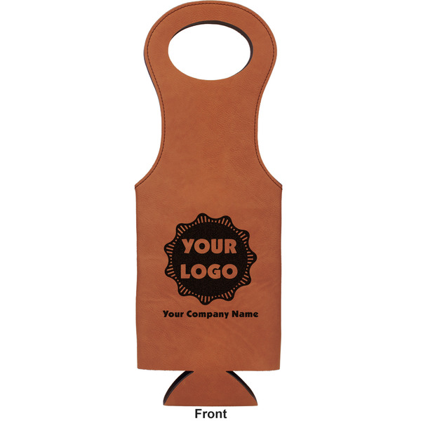 Logo & Company Name Leatherette Wine Tote Single Sided - Front and Back