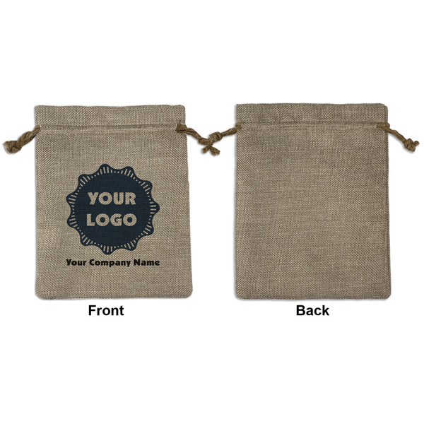 Logo & Company Name Medium Burlap Gift Bag - Front Approval