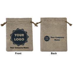 Logo & Company Name Burlap Gift Bag - Medium -Double-Sided