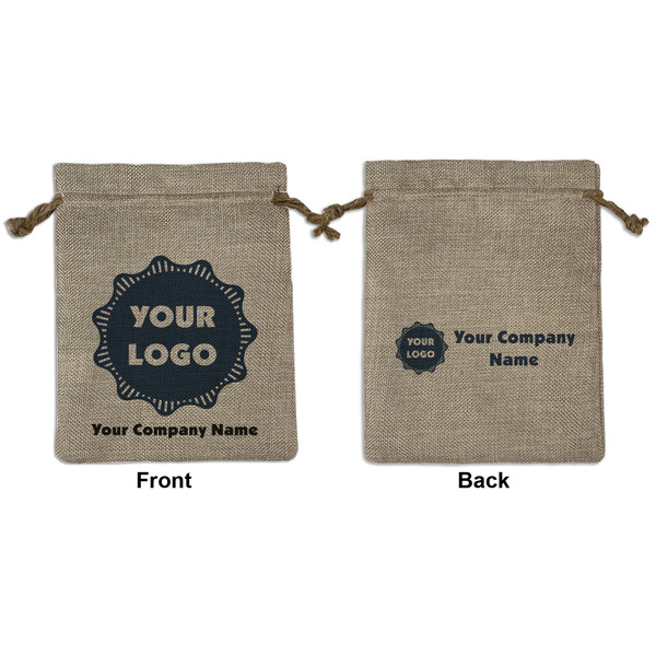 Custom Logo & Company Name Burlap Gift Bag - Medium -Double-Sided