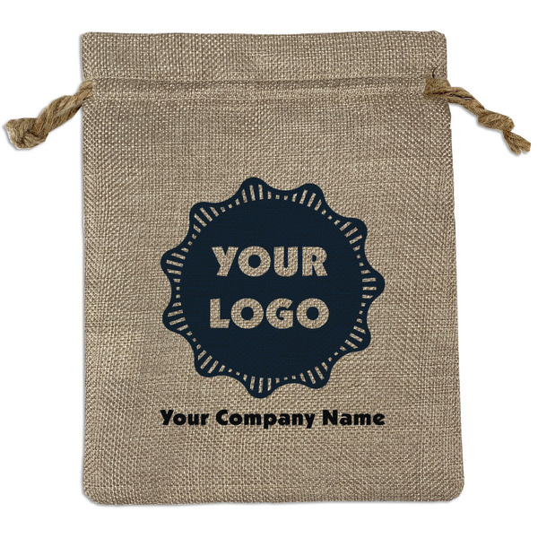 Custom Logo & Company Name Burlap Gift Bag - Medium - Single-Sided