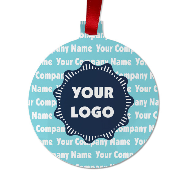 Custom Logo & Company Name Metal Ball Ornament - Double-Sided