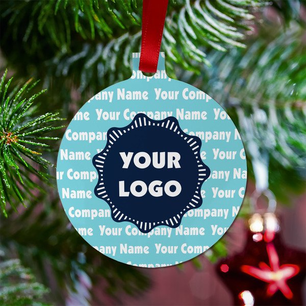 Logo & Company Name Metal Ball Ornament - Lifestyle