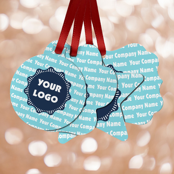 Custom Logo & Company Name Metal Ornaments - Double-Sided