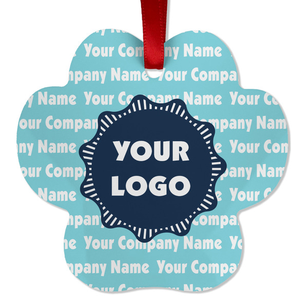 Custom Logo & Company Name Metal Paw Ornament - Double-Sided