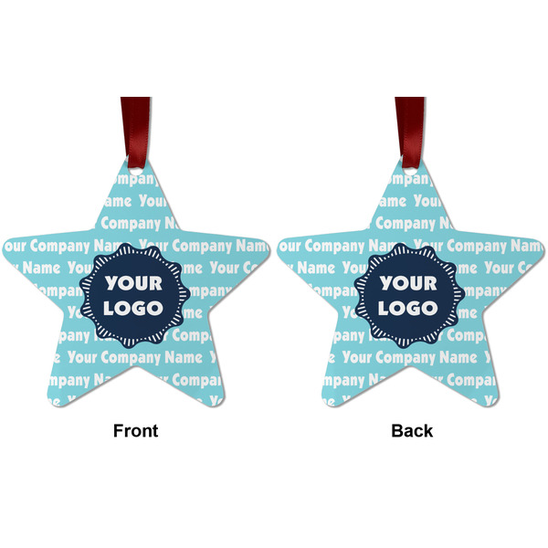Logo & Company Name Metal Star Ornament - Front and Back