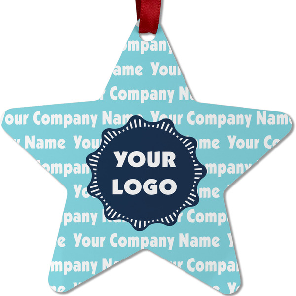Custom Logo & Company Name Metal Star Ornament - Double-Sided