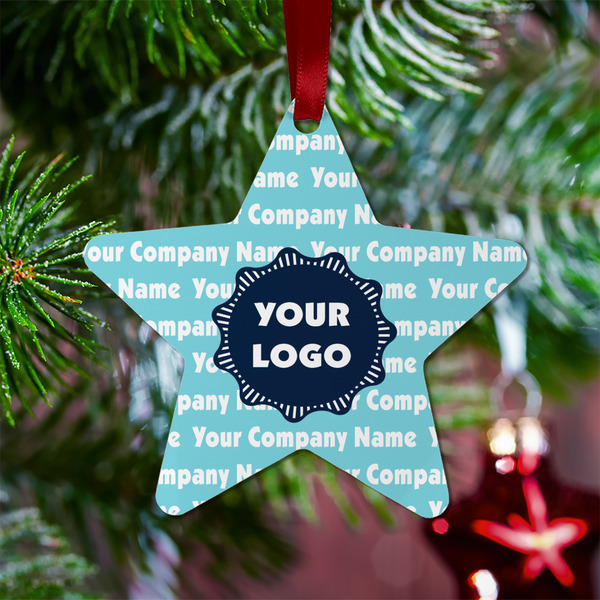 Logo & Company Name Metal Star Ornament - Lifestyle