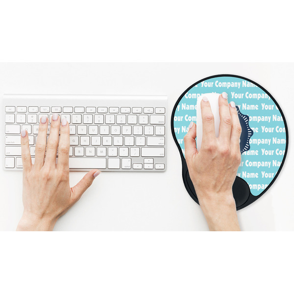 Logo & Company Name Mouse Pad with Wrist Rest - LIFESYTLE 2 (in use)