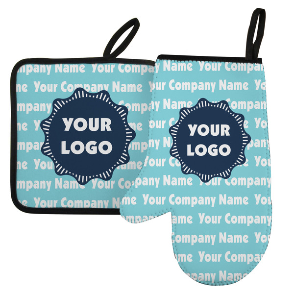 Custom Logo & Company Name Left Oven Mitt & Pot Holder Set