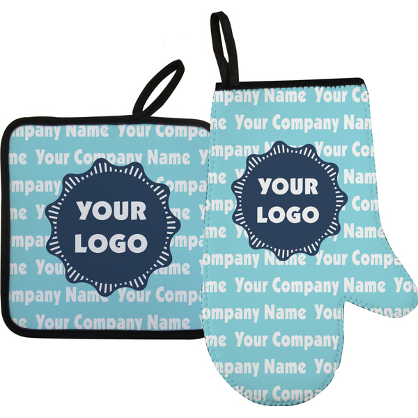 Custom Logo & Company Name Oven Mitt & Pot Holder Set