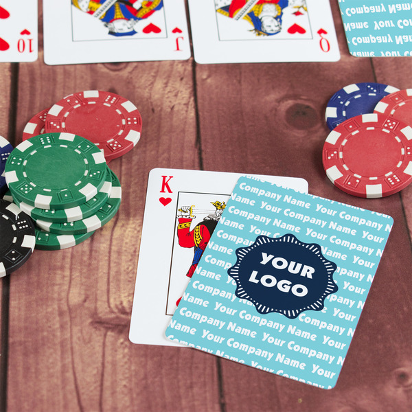 Logo & Company Name On Table with Poker Chips