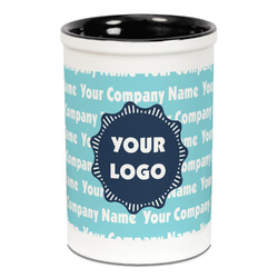 Logo & Company Name Ceramic Pencil Holders - Black