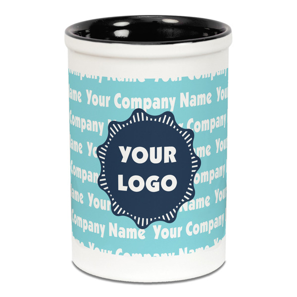 Custom Logo & Company Name Ceramic Pencil Holders - Black